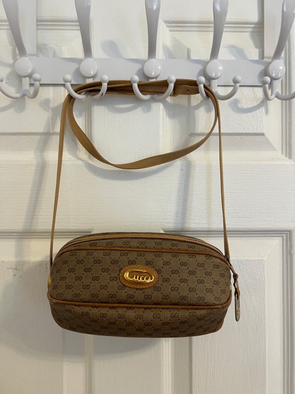 RARE - Vintage Gucci Tan Brown Monogram Shoulder Bag